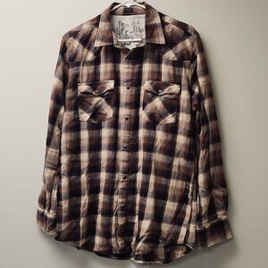 Bullhead Country Western Plaid Shirt L